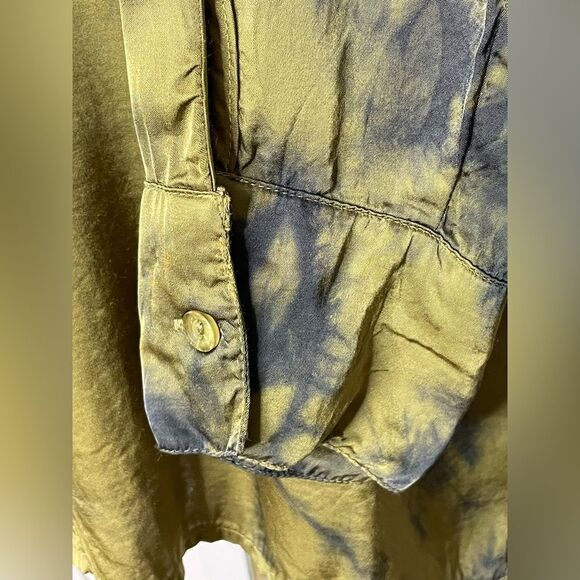 Young Fabulous & Broke Button Down Shirt Tie Dye Green Black S - Picture 5 of 8